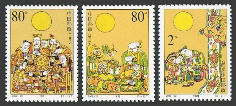 China PRC 3234-3236, MNH. Mid-Autumn Festival, 2002.