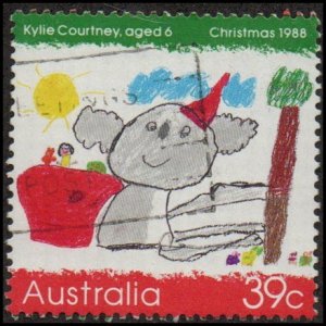Australia 1103 - Used - 39c Christmas / Koala in Santa Hat (1988) (cv $0.55)