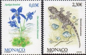Monaco 2011 MNH Stamps Scott 2631-2632 National Park Flowers Lizard Animals