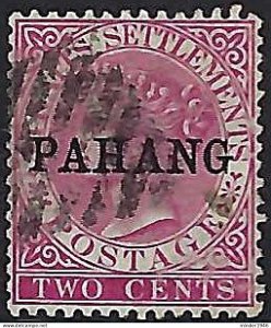 MALAYA PAHANG 1890 QV 2c Bright Rose SG6 Used