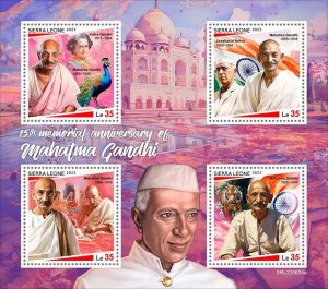 SIERRA LEONE - 2023 - Mahatma Gandhi - Perf 4v Sheet - Mint Never Hinged