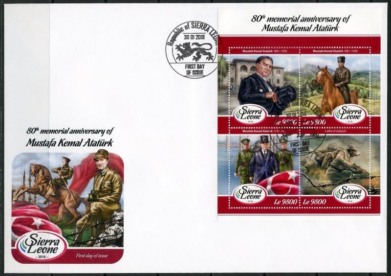 SIERRA LEONE  2018 80th MEMORIAL ANN MUSTAFA KEMAL ATATURK  SHT  FIRST DAY COVER