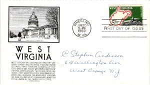 #1232 West Virginia Statehood – Anderson Cachet Addressed to Anderson SCand