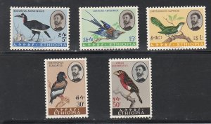 Ethiopia # 386-390, Birds, Mint LH, 1/3 Cat.