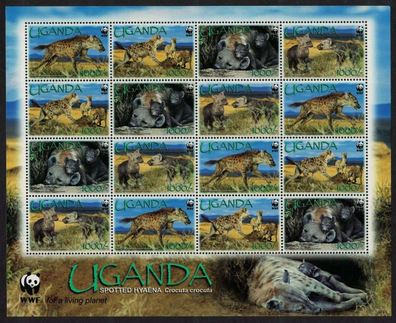 Uganda WWF Spotted Hyaena Sheetlet of 4 sets SG#2551-2554 MI#2663-2666