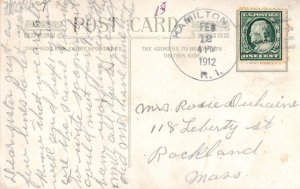 United States Rhode Island Hamilton 1912 4a-bar  1877-1957  Postal Card  Some...