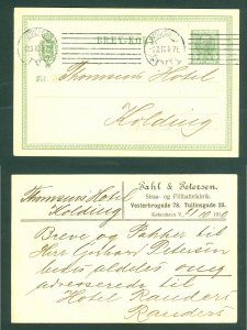 Denmark.  Stationery Commercial 1910. 5 Ore King. Cancel: Copenhagen 