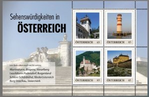 Austria 2021 Architecture Podersdorf lighthouse castles block MNH