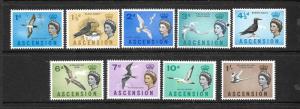 ASCENSION ISLAND  1963  BIRDS  PART SET TO 1/-   MLH    SG 70/78