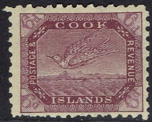 COOK ISLANDS 1893 BIRD 6D WMK STAR NZ SIDEWAYS PERF 11