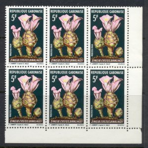 Gabon 1964 Flowers 5f blk6 MUH