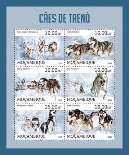 Sledge Dogs Schlittenhunde Husky Pets Animals Fauna Mozambique MNH stamp set