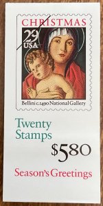 US #BK202a MNH Booklet of 20 #1 Christmas SCV $12.00 L42