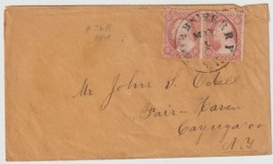 US Scott #26a Pair on Cover Dobbs Ferry NY May 1 SON  Cancel to Cayuga Roo NY