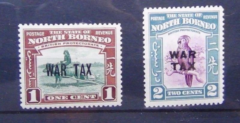 North Borneo 1941 1c MM 2c MNH War Tax SG318 - SG319