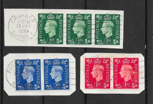 GB 1937 KGVI Dark Cols, First Day of Issue, 10-5-37 First 3 Values Issued.  #S80 