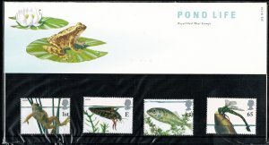 G.B.QE II 2001 EUROPA POND LIFE MINT (NH) SG2220-23 P.O.PACK 325 SUPERB