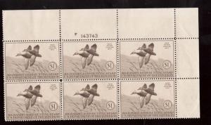 USA #RW7 VF Mint Plate Block Of Six