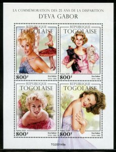 TOGO 2020  25th MEMORIAL OF  EVA GABOR SHEET MINT NEVER HINGED