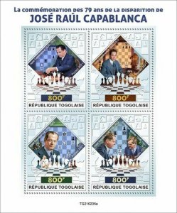 Togo 2021 MNH Chess Stamps Jose Raul Capablanca Games Sports 4v Silver M/S
