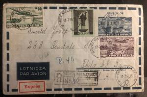 1956 Borek Poland Airmail Express Cover To Philadelphia Pa USA