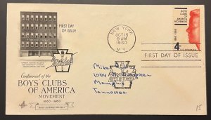 BOYS CLUBS OF AMERICA #1163 OCT 18 1960 NEW YORK NY FIRST DAY COVER (FDC) BX4