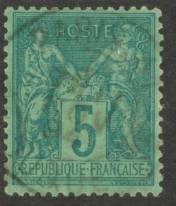 FRANCE 1876-77 5c Green Type II PEACE AND COMMERCE Issue Sc 78 VFU