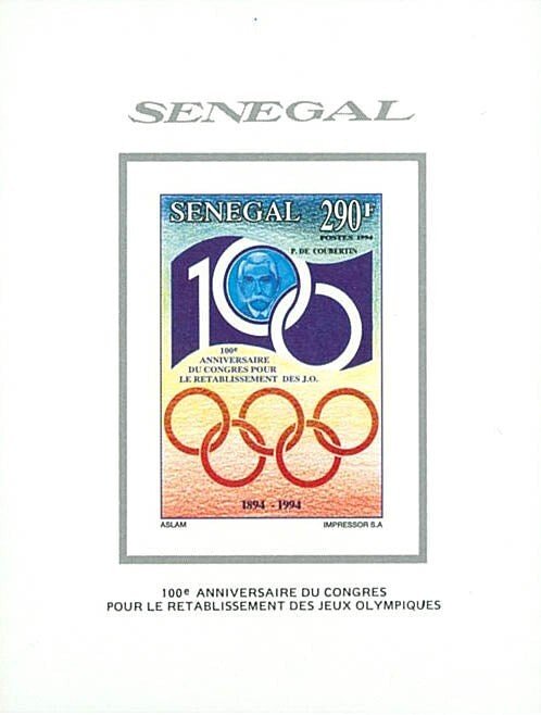 Senegal 1994 Imperf. Olympic-100th anniversary of the creation of the IOC- Coube-