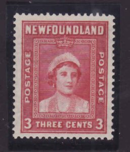 Newfoundland-Sc #246- id#21-unused,og,NH-3c dark carmine-Queen Elizabeth-1938-