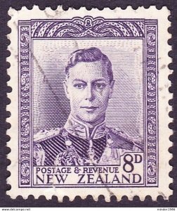 NEW ZEALAND 1947 KGVI 8d Violet SG684 Used