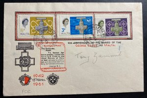 1961 Valleta Malta First Day Cover FDC XIX Anniversary Of The Award George Cross