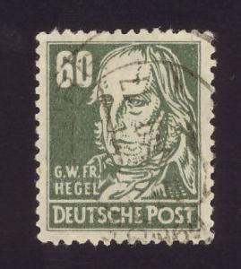 DDR Russian Zone 10N42 60pf G.W.F. Hegel used