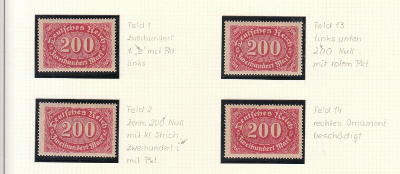 Germany - 1922 Oval 200M (Wmk.1) specialized collection of varieties Mi# 220 