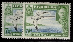 BERMUDA GVI SG114b + 114c, 7½d SHADES, M MINT. Cat £20.