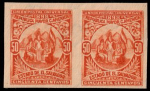 ✔️ EL SALVADOR 1898 - UPU ALLEGORY IMPERF PAIR WM117 HBNC SC.154 MNH ** [023]