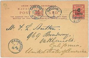 POSTAL HISTORY - overprinted POSTAL STATIONERY -  MAURITIUS to USA 1901