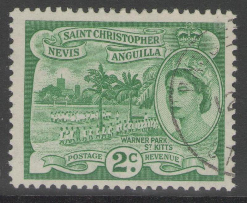 ST.KITTS-NEVIS SG108 1954 2c GREEN FINE USED 