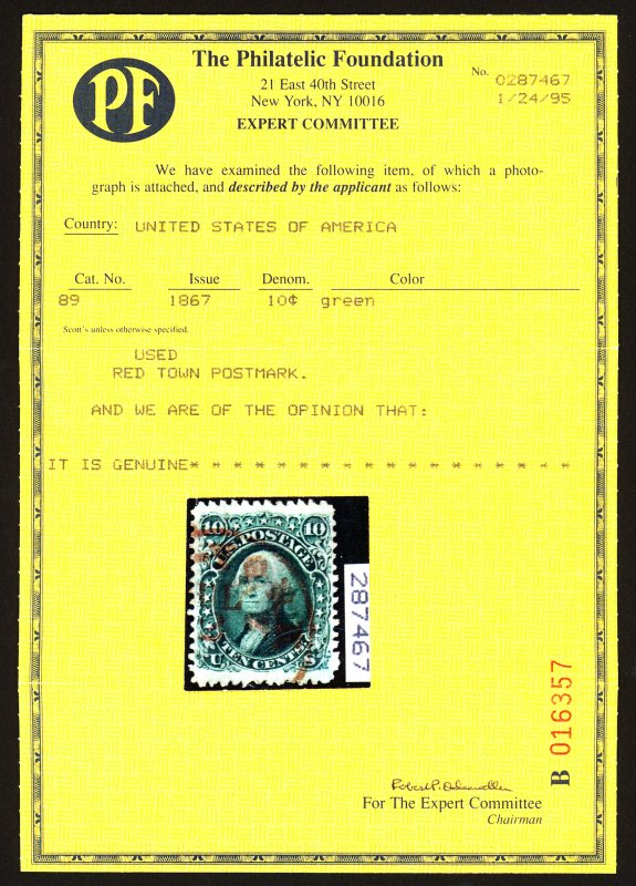 U.S. #89 Used with PF Cert