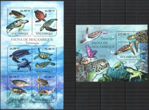 Mozambique 2011 Reptiles Turtles (2) Sheet + S/S MNH
