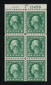 GENUINE SCOTT #498e F-VF MINT OG NH 1917 FLAT PERF-11 BOOKLET PANE PLATE #13459