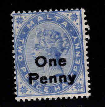 MALTA  Scott 20 MH* surcharged Queen Victoria stamp