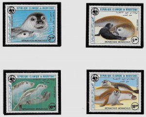 MAURITANIA SC 597-600 NH issue of 1986 - WWF - SEA ANIMALS