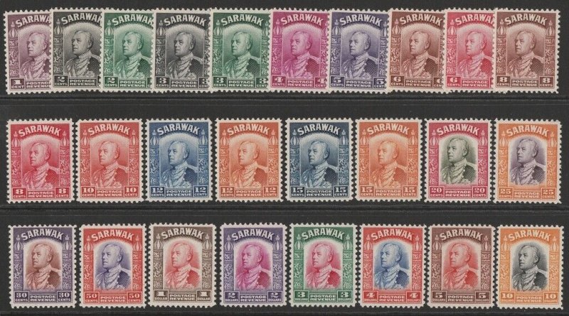 SARAWAK 1934 Brooke set 1c-$10. MNH **.