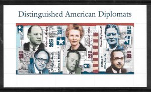 #4076 Distinguished American Diplomats Souvenir Sheet