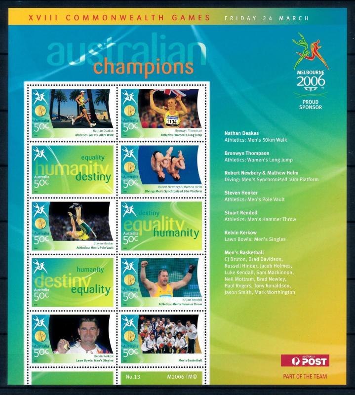 [95427] Australia 2006 Commonwealth Games Basketball Athletics Diving Sheet MNH