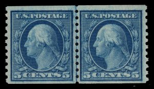 MOMEN: US STAMPS #458 COIL LINE PAIR MINT OG NH PF CERT LOT #85349