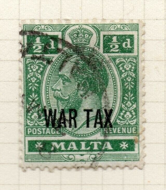 Malta 1917-18 Early Issue Fine Used 1/2d. War Optd 321539