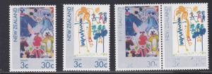 New Zealand # B124-125,Error, Faded Color, Childrens Drawings, NH,