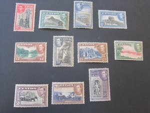 Ceylon 1938 KGV Sc 278-87,295 MH