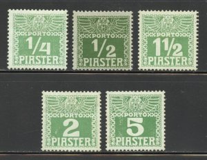 Austria Offices in Turkey Scott J6-7,J9-11 Unused H/HR - 1908 Postage Dues